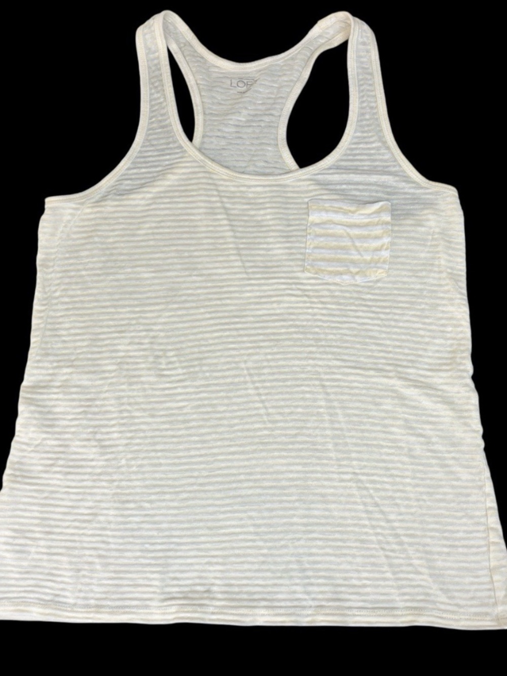 Ann Taylor Loft Womens Small Racerback Tank Top Small Striped Linen Blend Yellow